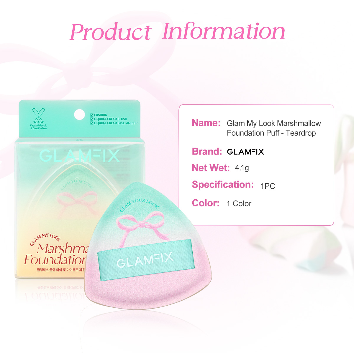 Marshmallow Foundation Puff - Teardrop