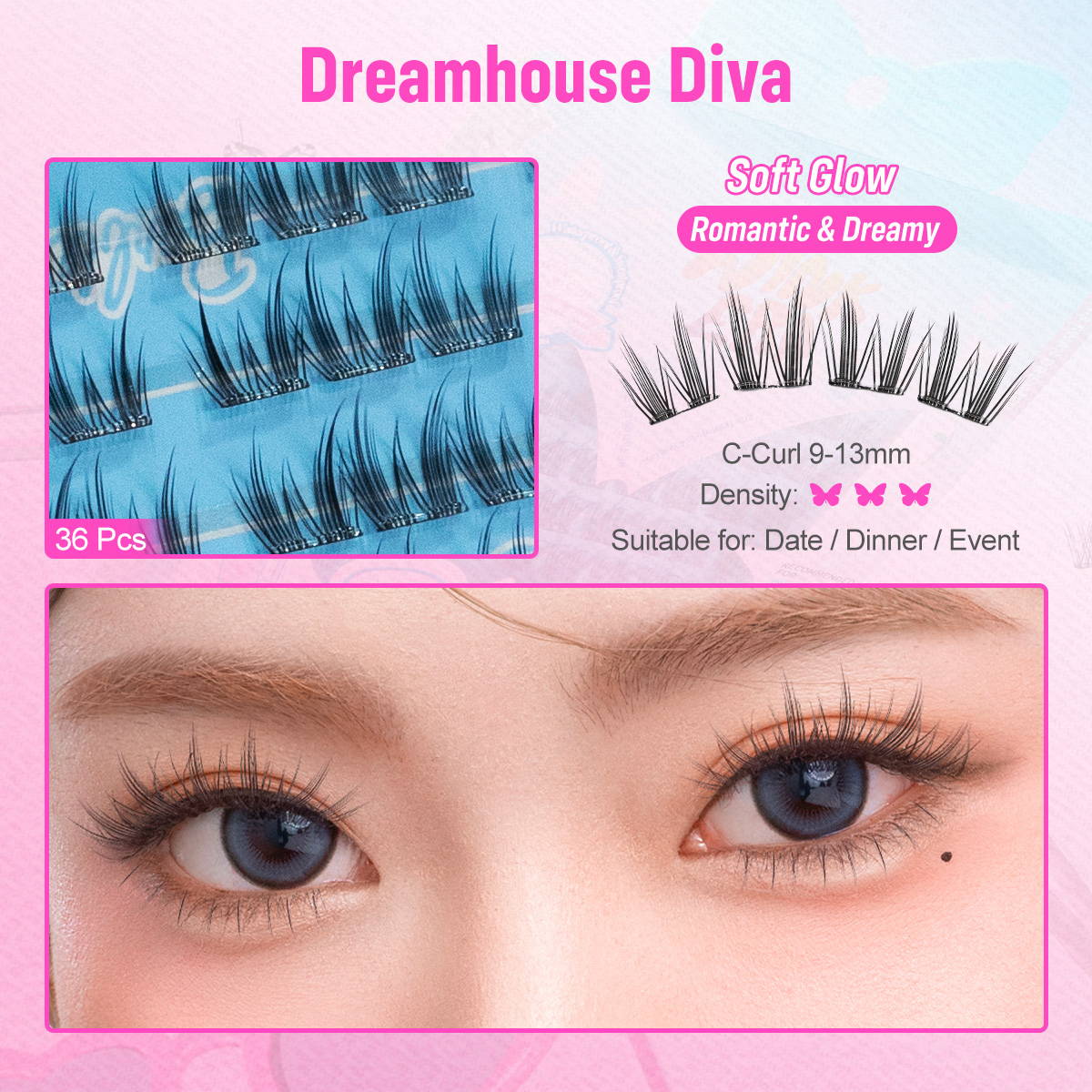 WINK ERA  Remix Glue-Free Cluster Eyelashes Set-Barbie Collection
