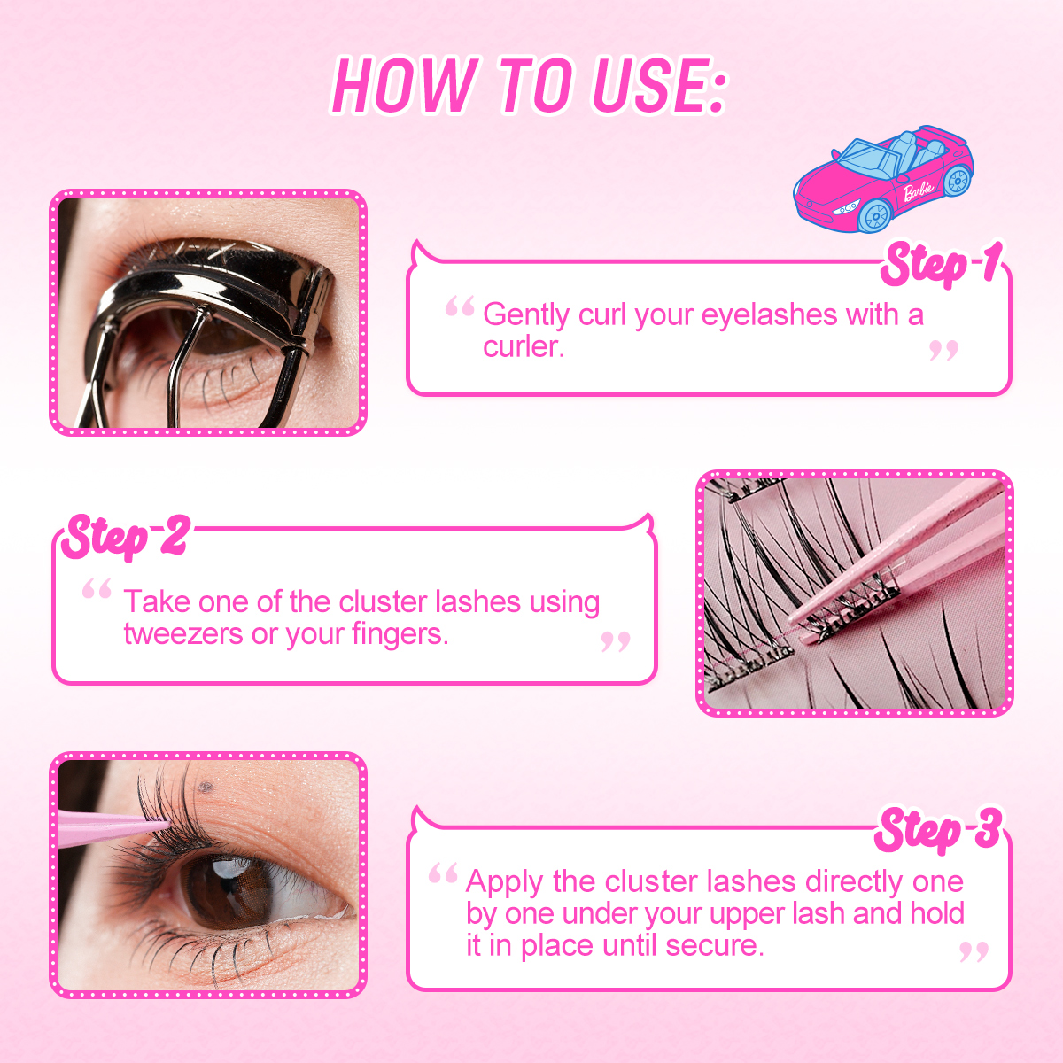 WINK ERA  Remix Glue-Free Cluster Eyelashes Set-Barbie Collection