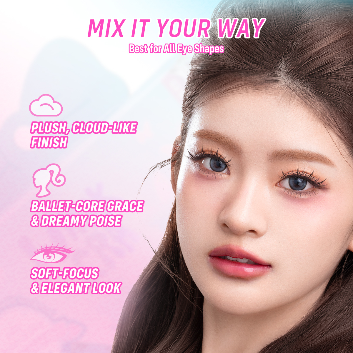 WINK ERA  Remix Glue-Free Cluster Eyelashes Set-Barbie Collection