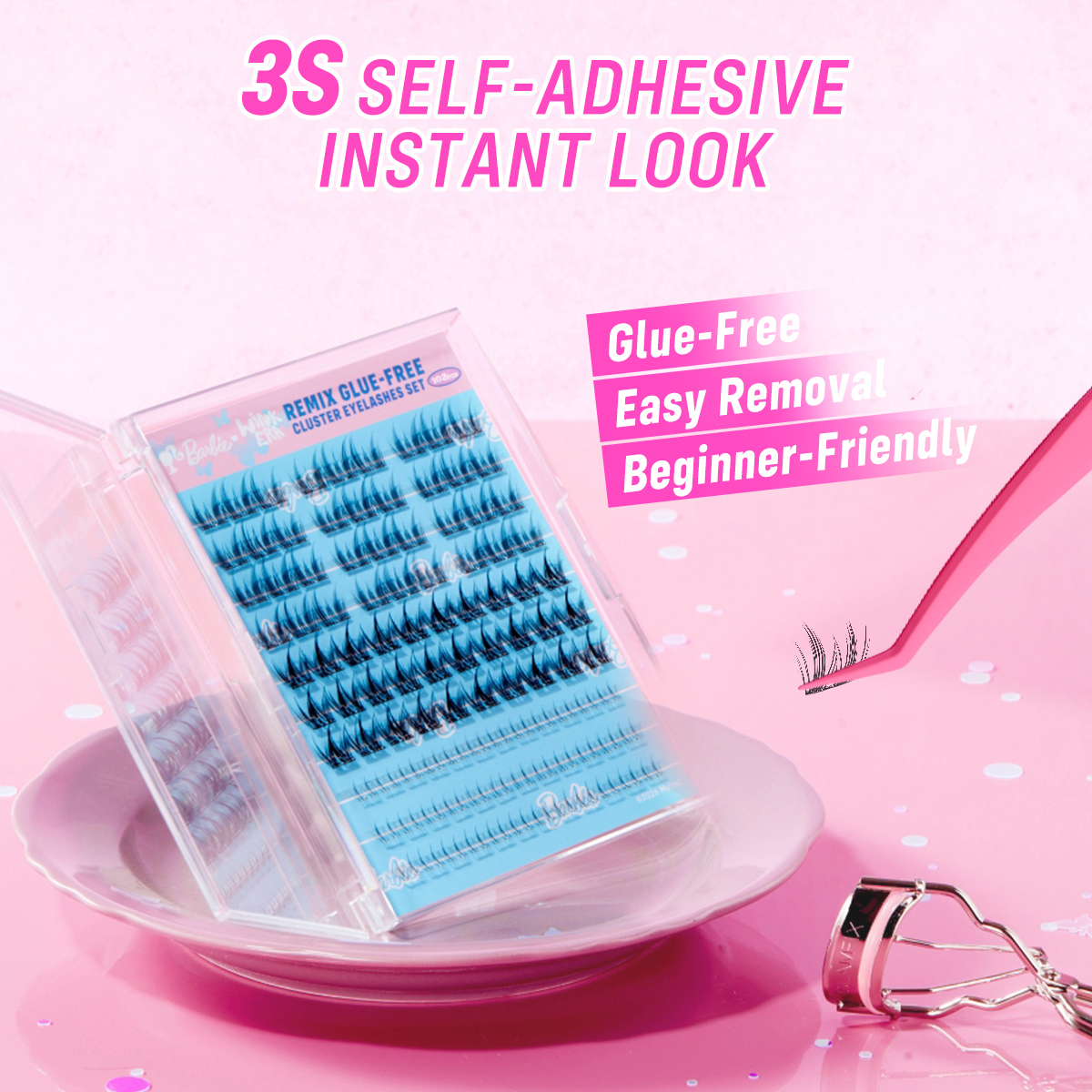 WINK ERA  Remix Glue-Free Cluster Eyelashes Set-Barbie Collection