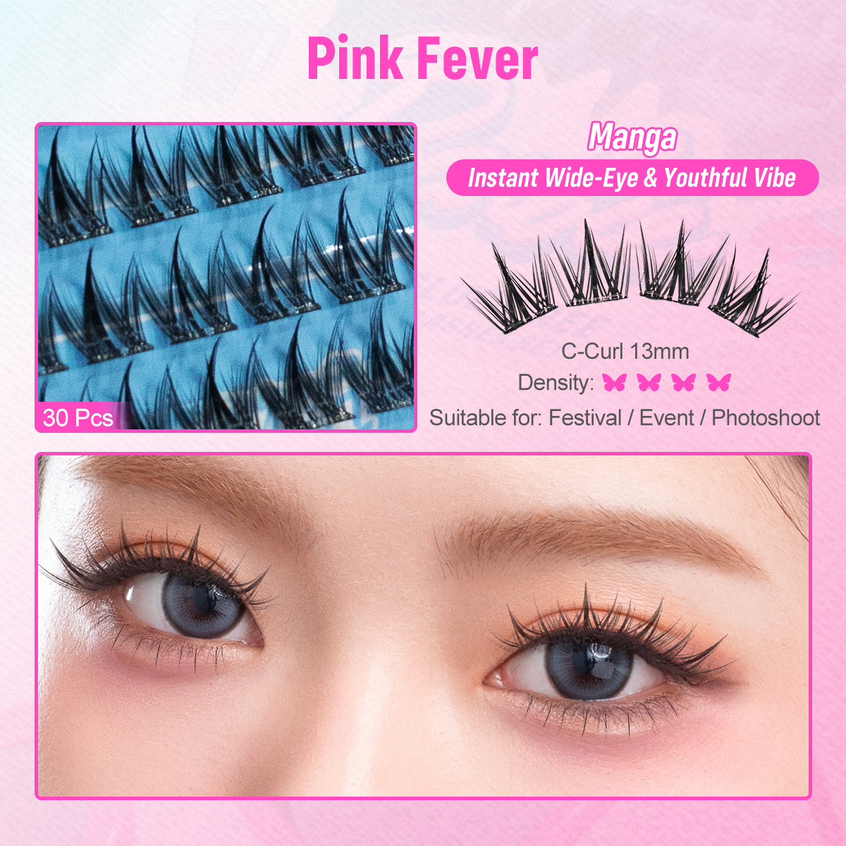 WINK ERA  Remix Glue-Free Cluster Eyelashes Set-Barbie Collection