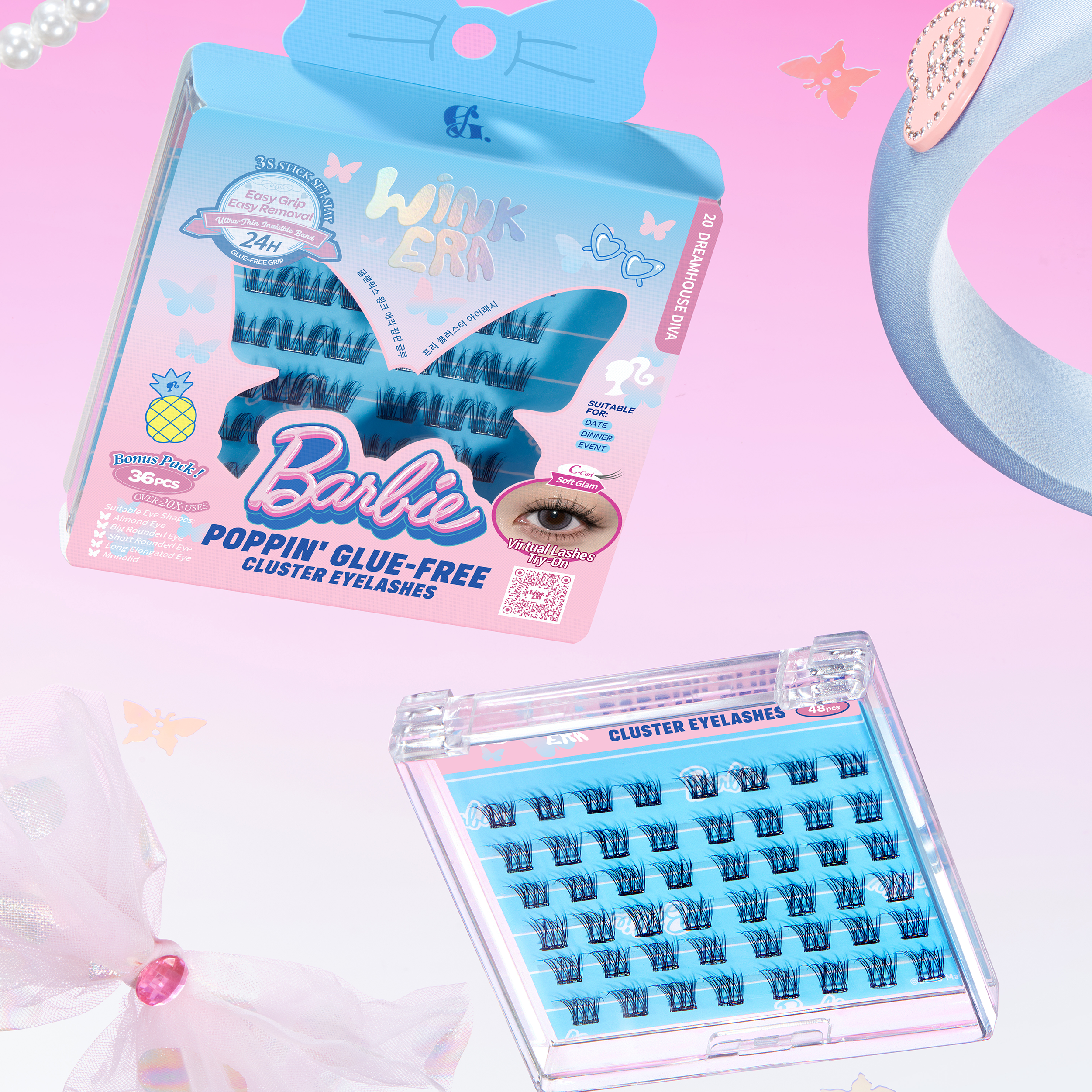 WINK ERA Poppin' Glue - Free Cluster Eyelashes-Barbie Collection