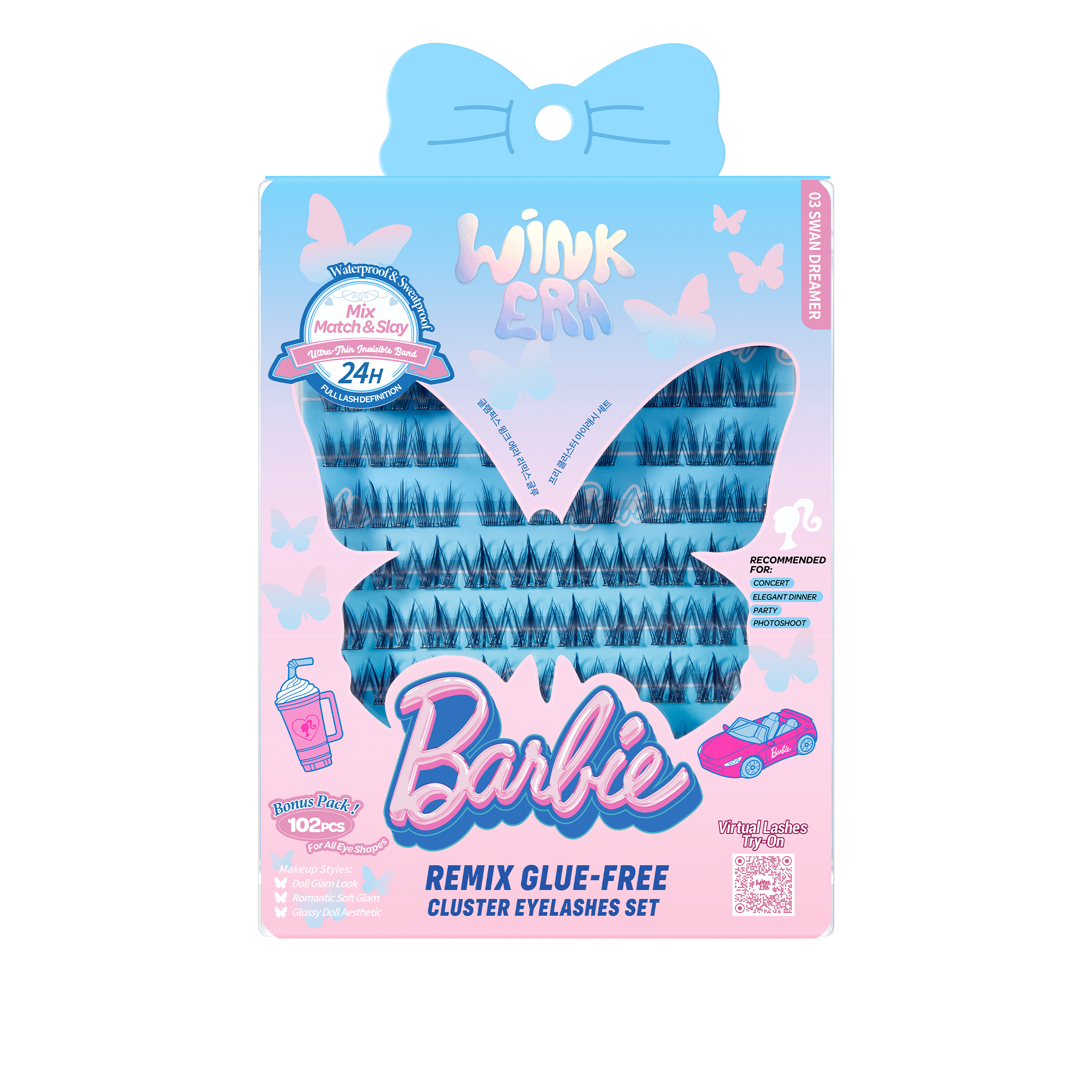 WINK ERA  Remix Glue-Free Cluster Eyelashes Set-Barbie Collection
